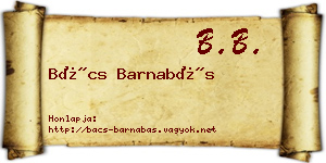 Bács Barnabás névjegykártya
